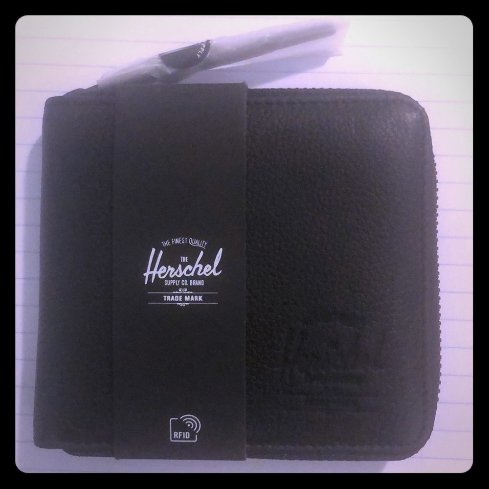 Herschel Walt Wallet Black Pebble Leather